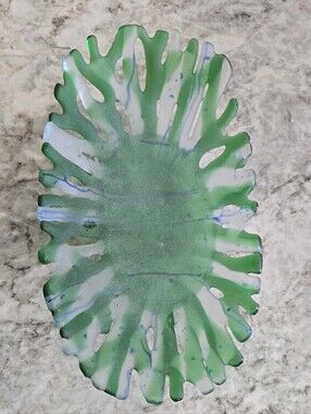 Green White & Blue Abstract Glass Unique Dish